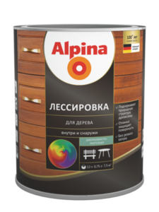 ALPINA Лессировка-защитное покрытие для дерева, колеруемая, шелковисто-матовая 