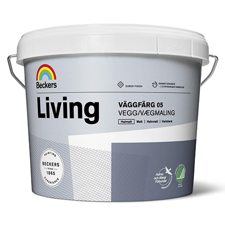 Beckers Living Vaggfarg 05 - глубокоматовая акриловая краска на латексной основе для стен и потолков