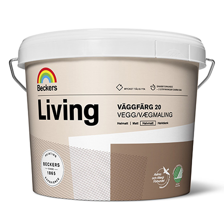 Beckers Living Vaggfarg 20 - полуматовая акриловая краска для помещений с повышенной влажностью