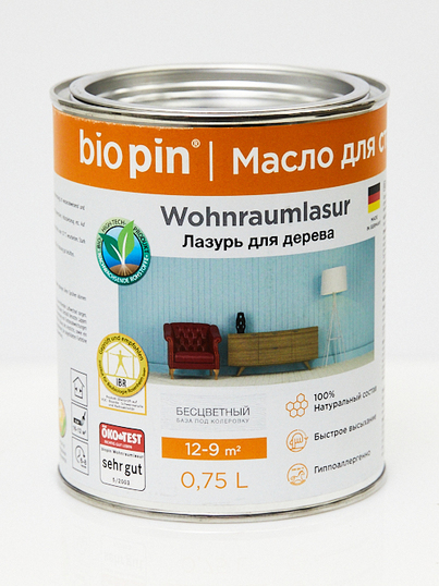 Bio Pin Wohnraumlasur - гипоаллергенная лазурь для стен и потолков из дерева