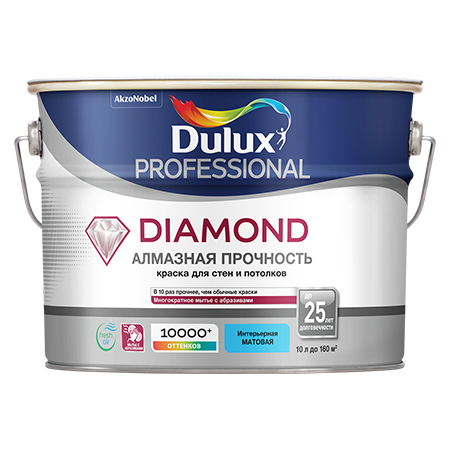 Dulux Professional Diamond Алмазная прочность - матовая антивандальная экстрастойкая акриловая краска