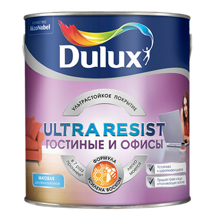 Dulux Ultra Resist гостиные и офисы - усиленная воском моющаяся краска для стен и потолков детской комнаты