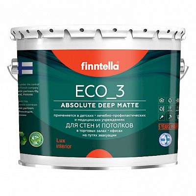 Finntella ECO_3 глубоко-матовая моющаяся краска для стен и потолков
