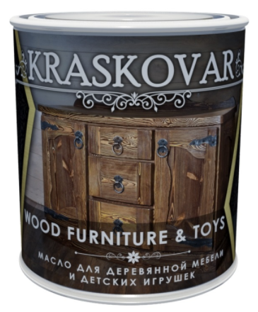 Масло Kraskovar Wood Furniture & Toys для мебели и детских игрушек орех 0,75л