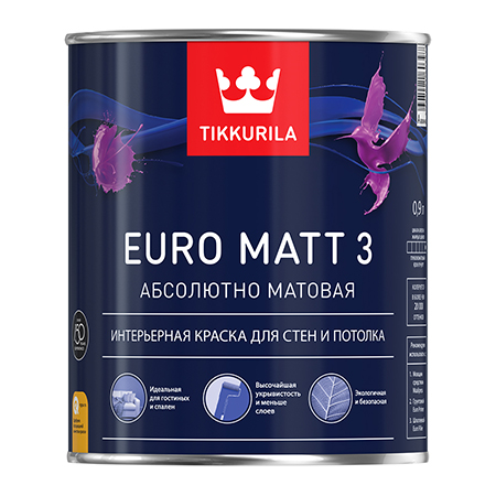 Tikkurila Euro Matt 3 / Тиккурила Евро Мат 3 краска глубокоматовая латексная